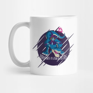 FUN WITCH RIDIING DINOSAUR - BROOMS ARE FOR AMATEURS WOMENS TOP Mug